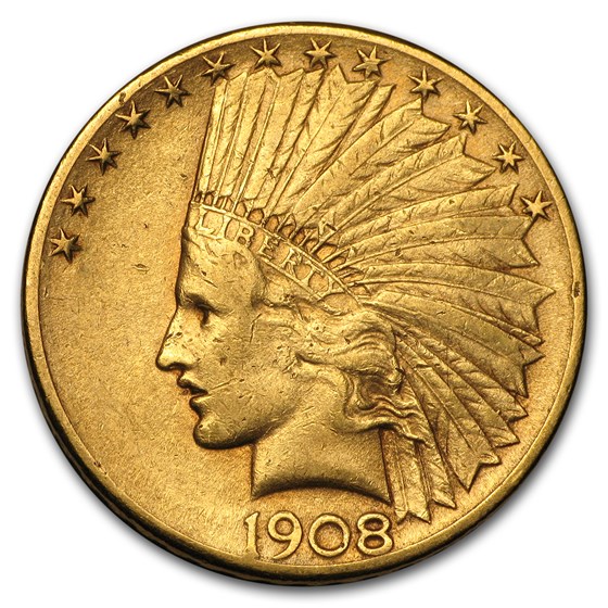 1908-D $10 Indian Gold Eagle w/Motto XF 1908-D $10 Indian Gold Eagle w/Motto XF